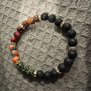 Cloisonné & lava bracelet